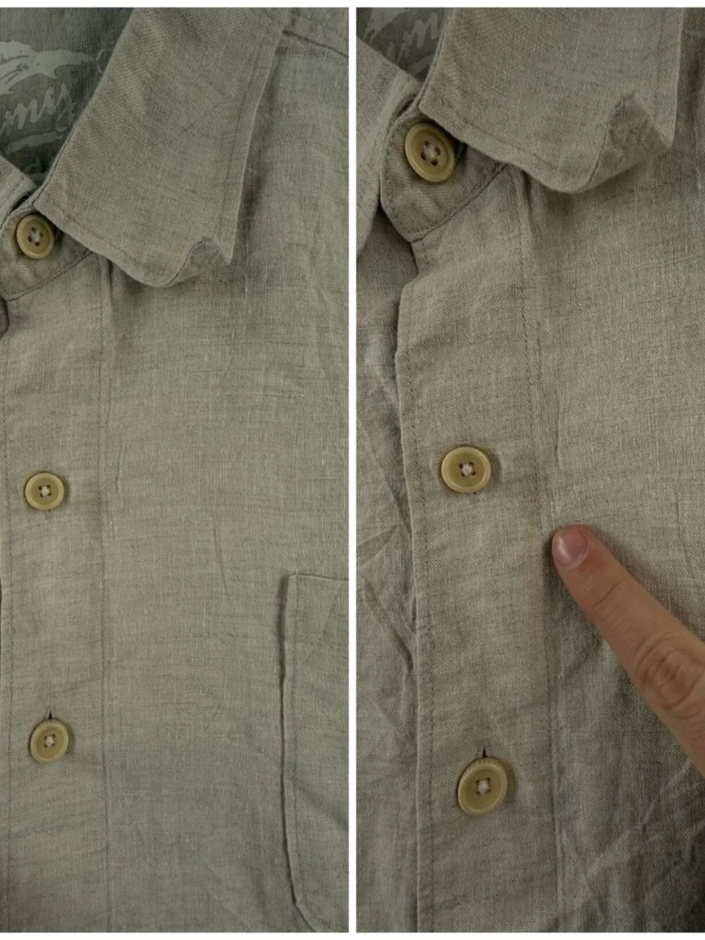 Tommy Bahama All Linen Button Up Shirt Men Long Sleeve Beige 2XL Breathable
